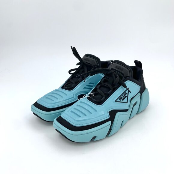 Prada Blue Triangle Logo Square-Toe Lace-Up Chunky Sneakers - Picture 1 of 7